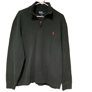 Polo Ralph Lauren Half Zip Green Pullover French Rib Polo Pony Sweatshirt